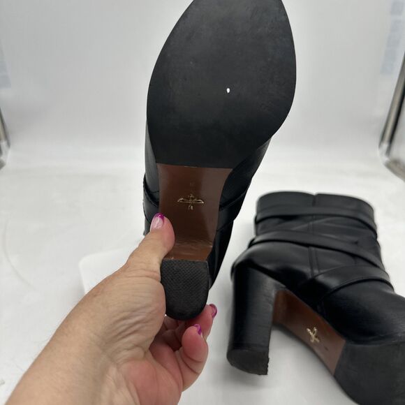 Pour La Victoire Women’s Black Leather Roslin Mid-Calf Buckle Boots Size 8M - Picture 6 of 8